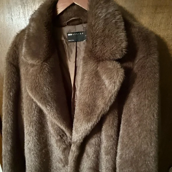 Mens 46R brown faux mink fur overcoat - Picture 2 of 4